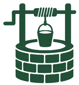Stone well icon representing traditional processing